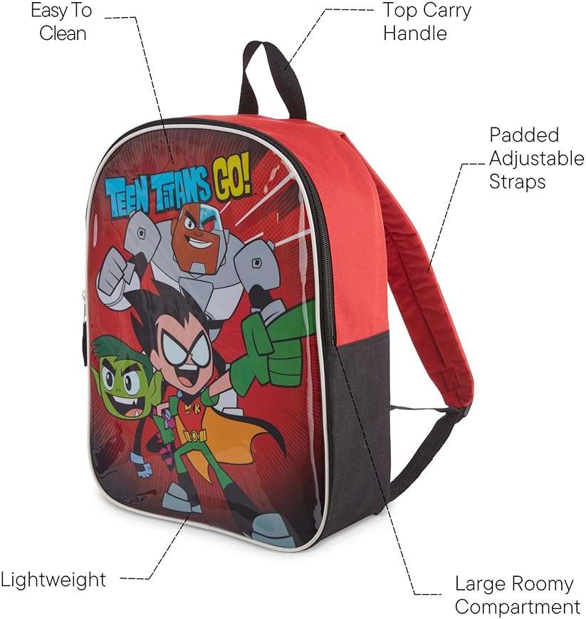 DC Comics Teen Titans Go Toddler Boy Backpack - 15" Padded Straps & Zip Compartment - Lightweight & Durable Polyester - Perfect for Preschool & Kindergarten - Image 7