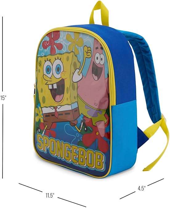 Nickelodeon Spongebob Squarepants Toddler Boy Backpack for Kids - Toddler Backpack with Padded Straps & Zip Compartment Little Kids - 15" - Image 2
