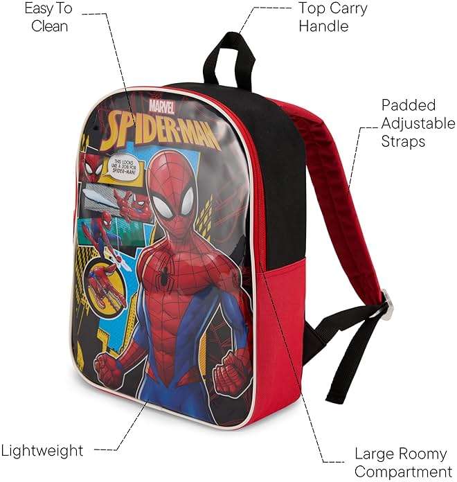 Marvel Spiderman Backpack for Boys & Toddlers - Miles Morales Bookbag for Kids Ages 3-7 - Spider Man Backpack with Padded Straps and Zip Compartment - Miles Morales Back Pack - 15" - Image 6