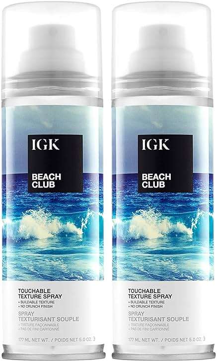 IGK BEACH CLUB Touchable Texture Spray | Hold + Volume + Lightweight | Vegan + Cruelty Free | 5.0 oz (Pack of 2) - Image 1