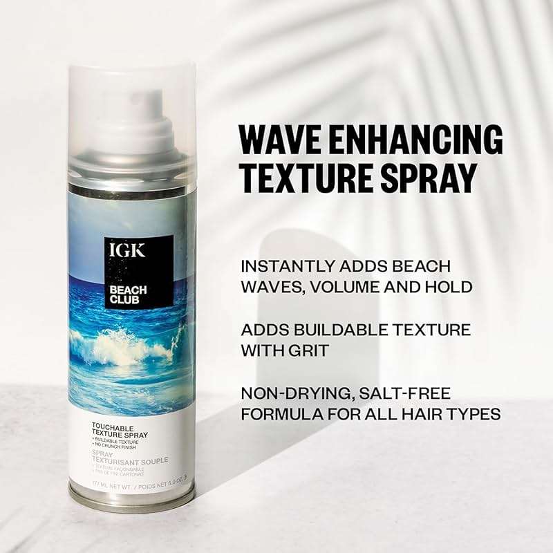 IGK BEACH CLUB Touchable Texture Spray | Hold + Volume + Lightweight | Vegan + Cruelty Free | 5.0 oz (Pack of 2) - Image 2
