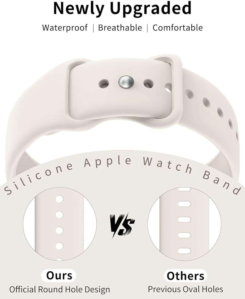 6 Pack Sport Bands Compatible with Apple Watch Bands 38mm 40mm 41mm 42mm 44mm 45mm 46mm 49mm for Women Men, Soft Wristband Silicone Sport Strap for iWatch Bands Series 11 10 9 8 7 6 5 4 3 2 1 Ultra SE - Image 2