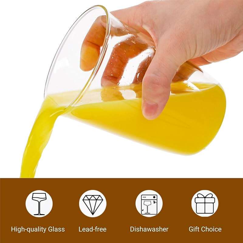 Nagpew Drinking Glasses with Straws, 6 Piece, 16 Oz, Lead-free | Clear Water Glass Set, Highball Glass Cup Kitchen Glassware for Juice, Beverage, Cocktail, Ice Tea, Coffee, Soda - Image 4