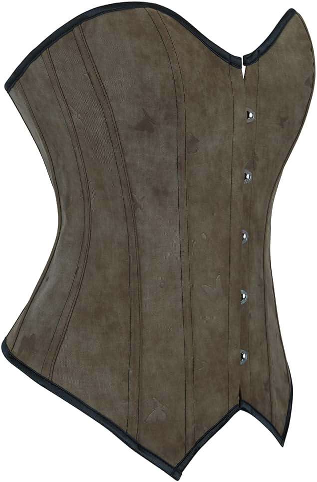 Eohak Women's Sexy Satin Corset-Bustier Floral Print Boned Overbust Corset Top Black Satin Waist Cincher - Image 3