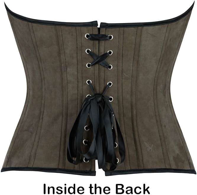 Eohak Women's Sexy Satin Corset-Bustier Floral Print Boned Overbust Corset Top Black Satin Waist Cincher - Image 4