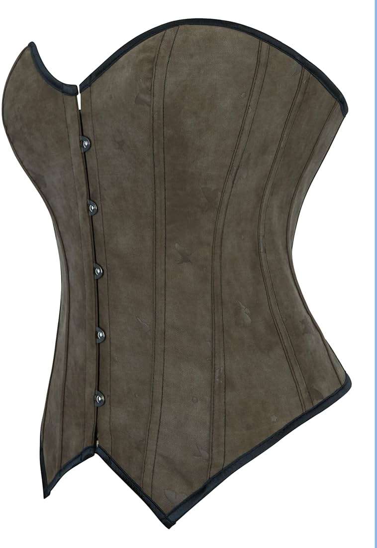 Eohak Women's Sexy Satin Corset-Bustier Floral Print Boned Overbust Corset Top Black Satin Waist Cincher - Image 5