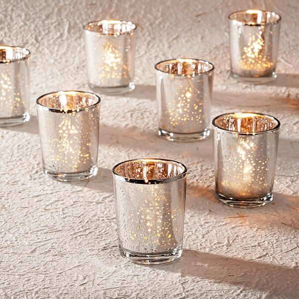 Homemory 36 Pcs Silver Votive Candle Holders, Mercury Glass Candle Holder, Tealight Candle Holders for Table Centerpieces, Baby Shower, Party, Anniversary, Wedding, Home Decor, Halloween, Christmas - Image 1