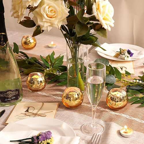Homemory 36 Pcs Gold Votive Candle Holders, Round Mercury Glass Candle Holder, Tealight Candle Holders for Table Centerpieces, Baby Shower,Anniversary, Wedding, Home Decor, Halloween, Christmas - Image 3