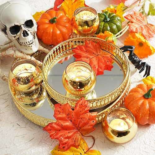 Homemory 36 Pcs Gold Votive Candle Holders, Round Mercury Glass Candle Holder, Tealight Candle Holders for Table Centerpieces, Baby Shower,Anniversary, Wedding, Home Decor, Halloween, Christmas - Image 7