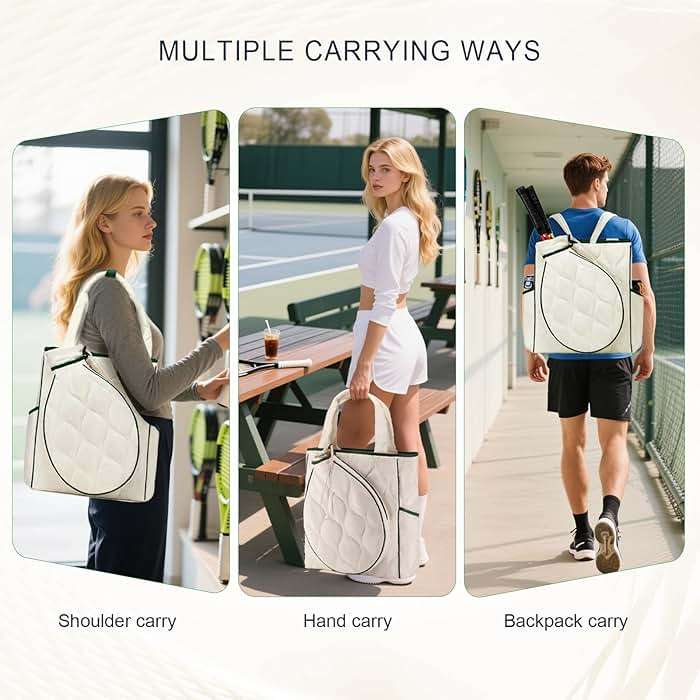CCGTIOR 2-in-1 Tennis Tote Bag & Tennis Racket Backpack – Extra-Large Quilted Pickleball Racquet Bags, Water-Resistant & Lightweight for Men & Women - Image 5