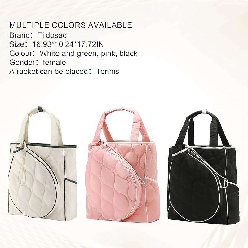CCGTIOR 2-in-1 Tennis Tote Bag & Tennis Racket Backpack – Extra-Large Quilted Pickleball Racquet Bags, Water-Resistant & Lightweight for Men & Women - Image 9