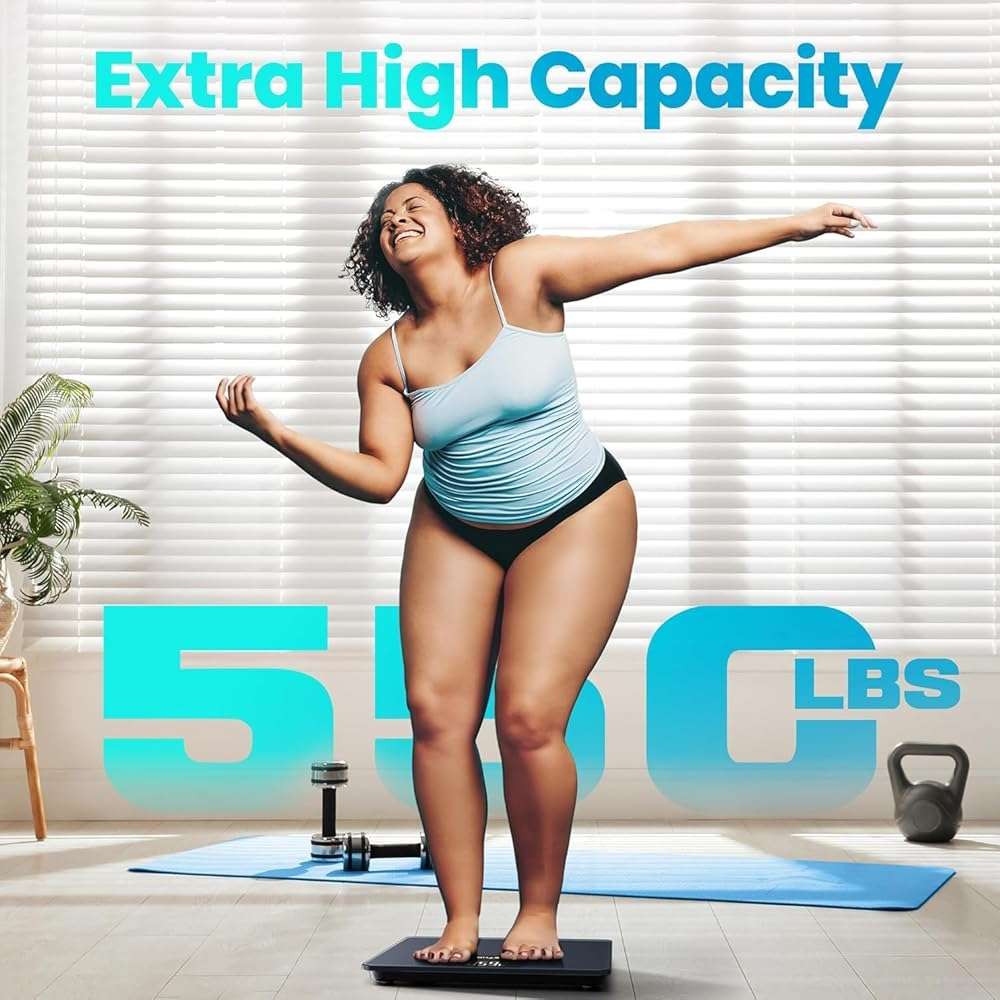 Posture 550lb Capacity Digital Bathroom Scale High Precision Body Weight Scale Extra Wide Platform Large LED Display, and Durable 8mm Tempered Glass Platform for Home - Image 2