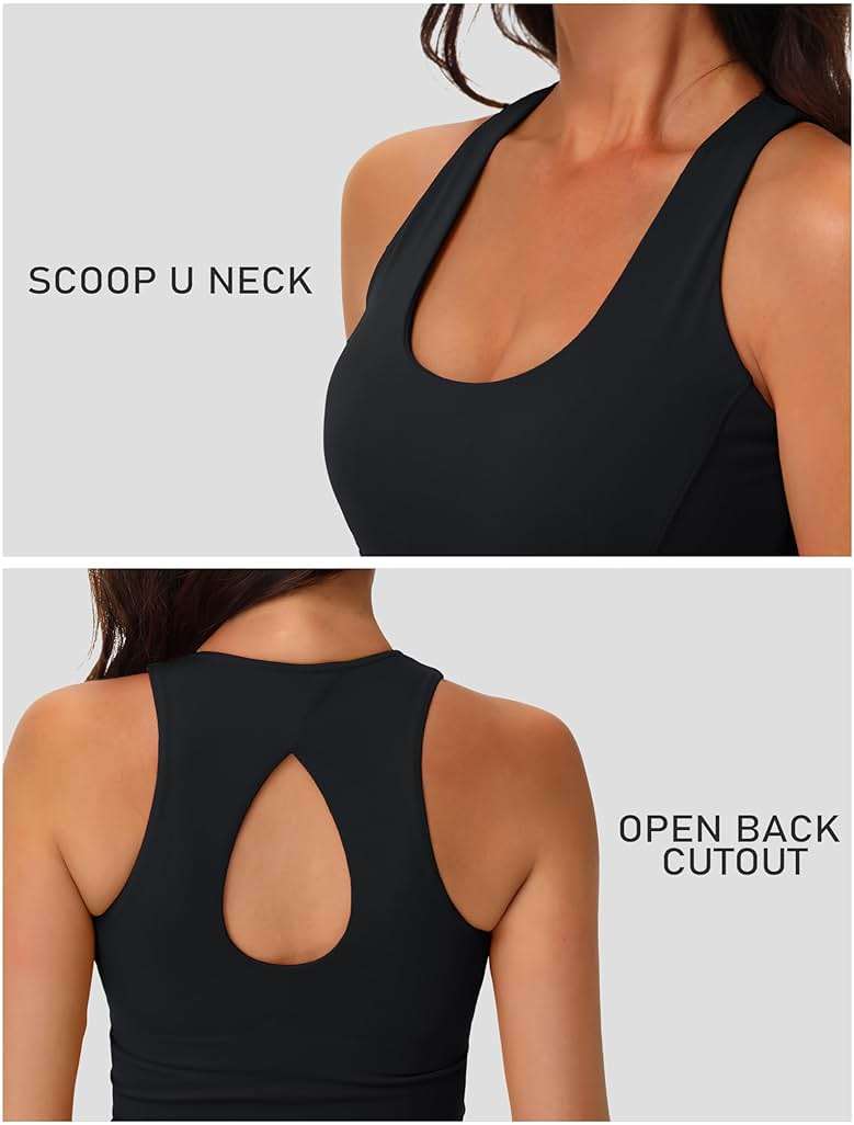 MAGCOMSEN Women's Workout Tank Tops with Built in Bra Athletic Racerback Support Tanks Padded Fitted Yoga Crop Gym Activewear - Image 6