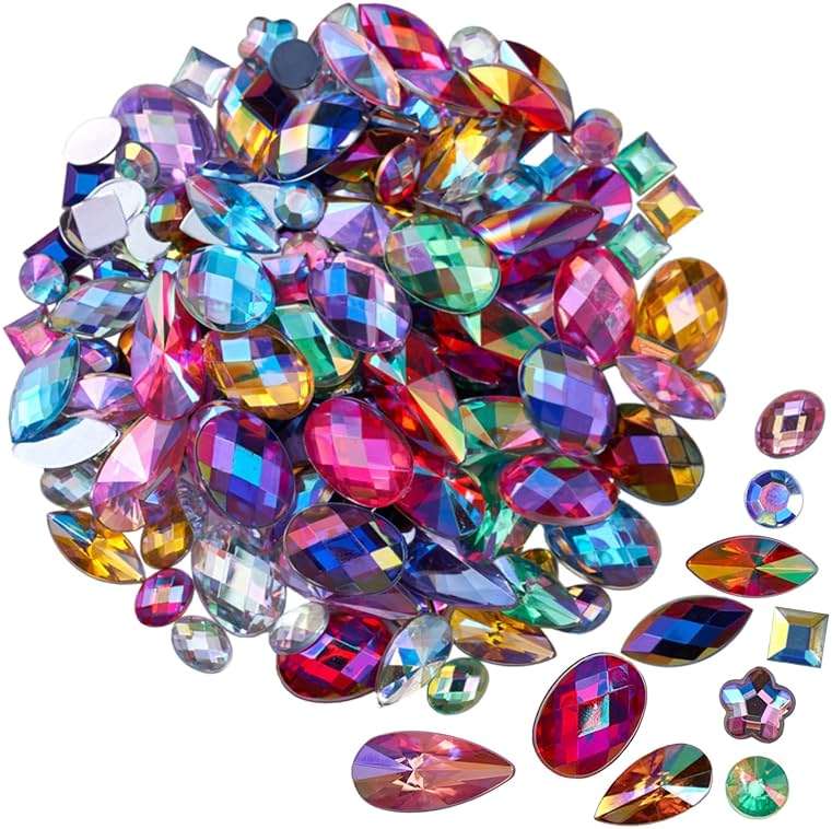 500 Pcs Mixed 10 Colors AB Colorful Gems Rhinestones for Crafting, Flatback Rhinestones Gemstones Jewels for Crafts Halloween Party Decorations Cosplay Pirate Face Eye Body Makeup Embellishments - Image 1