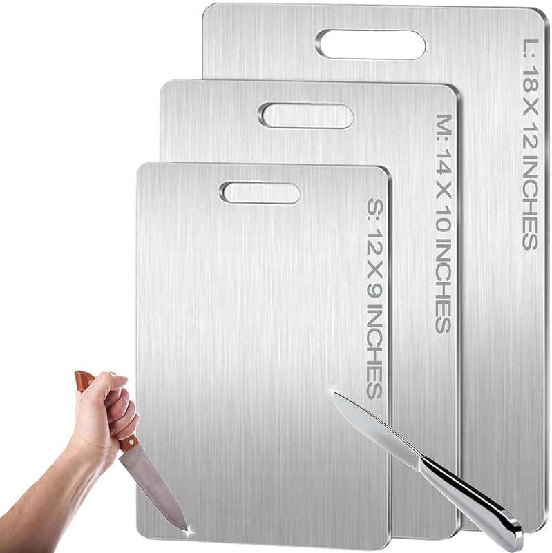 Titanium Cutting Board - 2025 New Upgrade 100% Pure Titanium Cutting Boards For Kitchen, 1 Pack Double-sided food-grade Cutting Board For Cutting Meats, Fruits And Vegetables (12"L x 9"W) - Image 1