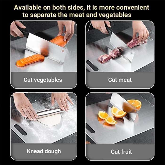 Titanium Cutting Board - 2025 New Upgrade 100% Pure Titanium Cutting Boards For Kitchen, 1 Pack Double-sided food-grade Cutting Board For Cutting Meats, Fruits And Vegetables (12"L x 9"W) - Image 5