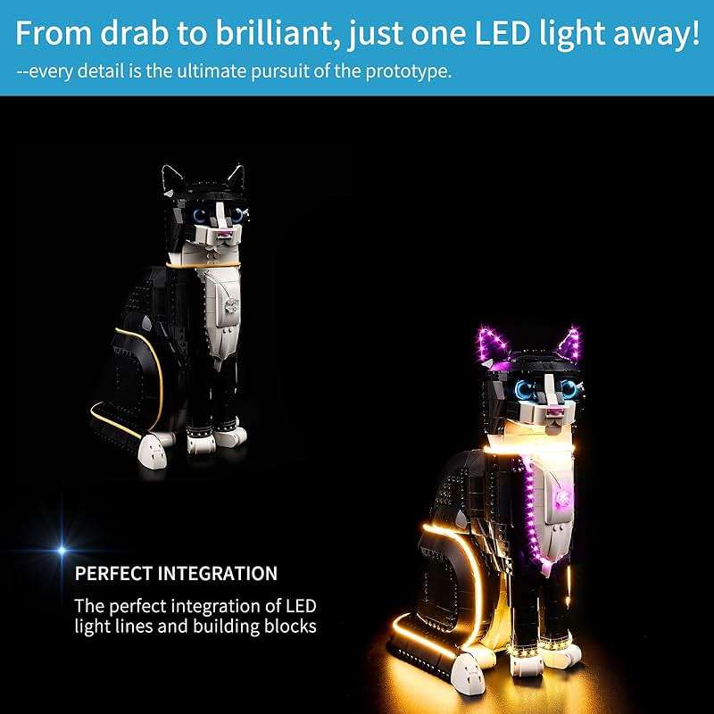 BrickSoul LED Light Kit Compatible with Lego 21349, Lighting Kits Compatible with Tuxedo Cat Building, Lights Only (Model Not Included), Great Gift for DIY Fans, Classic Version - Image 3