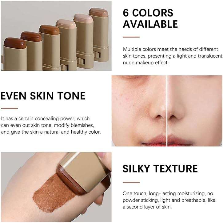 Skin Tint & Contour Stick - Hydrating Serum-Infused Tinted Beauty Balm Foundation Stick, Buildable Coverage for a Natural, Fresh Finish, Quick Application for All Skin and Daily Use - Image 7
