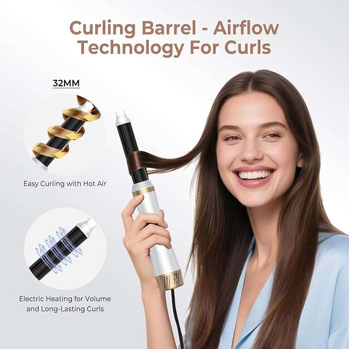 5 in 1 Hair Dryer Brush Set, Blow Dryer Brush with Air Style Wrap Hair Styler, Negative Ionic Magic Style Set, Detachable Air Curler for Volumizer,Straightener,Drying - Image 3