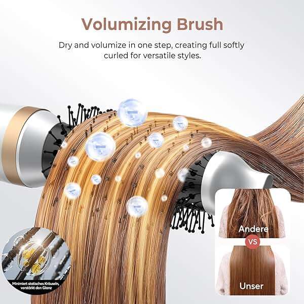5 in 1 Hair Dryer Brush Set, Blow Dryer Brush with Air Style Wrap Hair Styler, Negative Ionic Magic Style Set, Detachable Air Curler for Volumizer,Straightener,Drying - Image 4