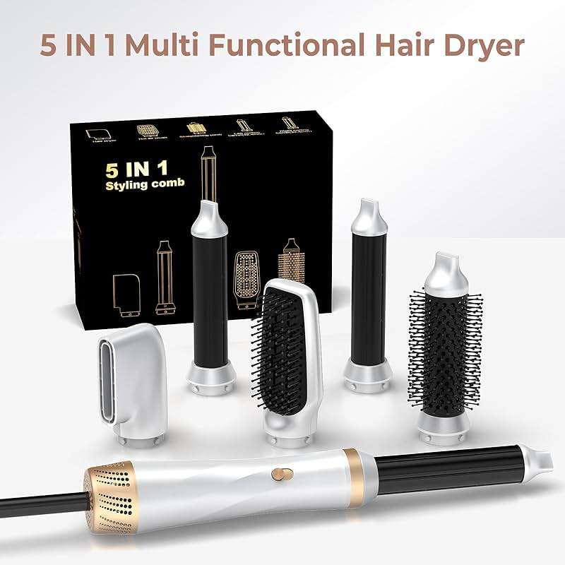 5 in 1 Hair Dryer Brush Set, Blow Dryer Brush with Air Style Wrap Hair Styler, Negative Ionic Magic Style Set, Detachable Air Curler for Volumizer,Straightener,Drying - Image 9