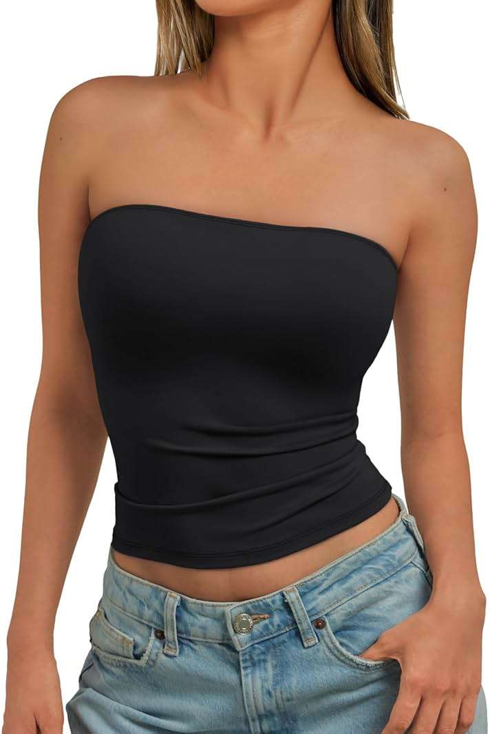 Trendy Queen Women's Strapless Bandeau Crop Top - Image 2