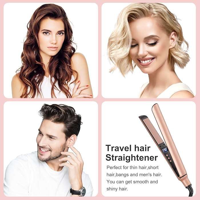 Mini Flat Iron, Ceramic Mini Hair Straightener for Short Hair, Curls Bangs, Small Flat Irons Dual Voltage for Travel, Shinier & Smooth - Image 2