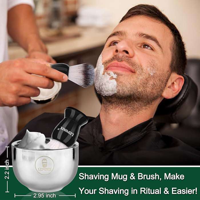 Shaving Kit for Men, Including Eucalyptus & Mint Pre-Shave Oil, After Shave Balm, 2 Packs Shaving Soap, Shaving Brush and Bowl, Beard Bib, Unique Gift for Men Stocking Stuffers - Image 3