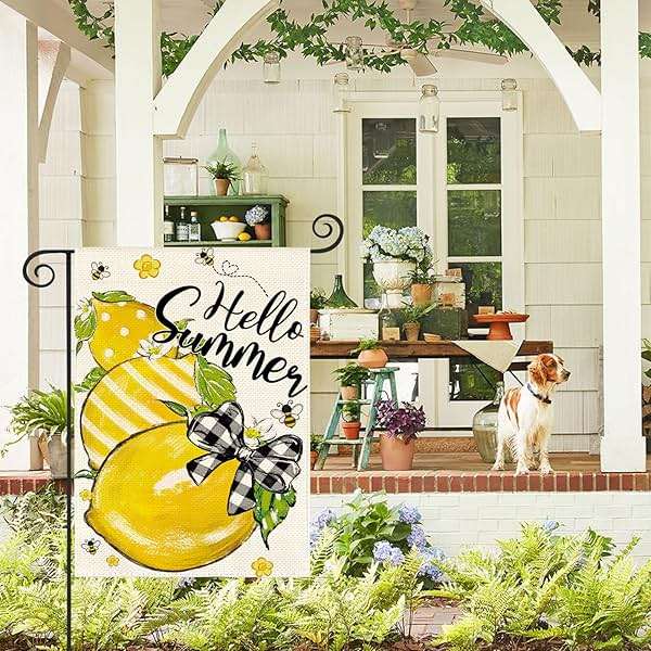 AVOIN colorlife Hello Summer Garden Flag 12x18 Inch Double Sided Outside, Lemon Bee Rustic Seasonal Yard Outdoor Flag - Image 2