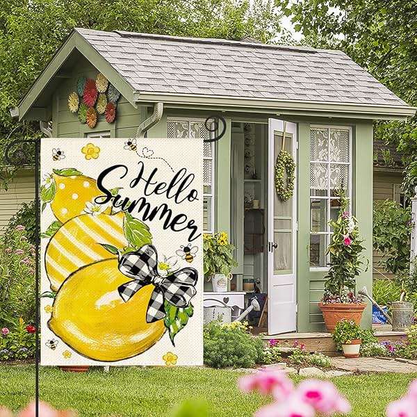 AVOIN colorlife Hello Summer Garden Flag 12x18 Inch Double Sided Outside, Lemon Bee Rustic Seasonal Yard Outdoor Flag - Image 5