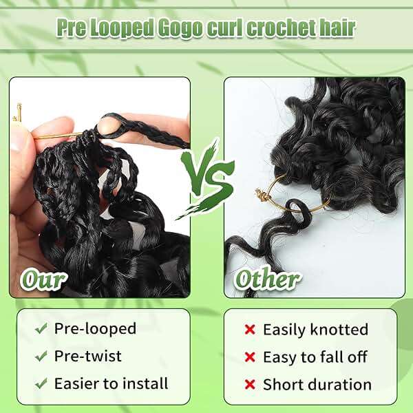 Gogo Curl Crochet Hair 8 Packs Ocean Wave Crochet Hair Pre Looped Deep Twist Goddess Box Braids Curly Water Wave Synthetic Braiding Hair For Black Women (#1B, 10 Inch (Pack of 8)) - Image 3