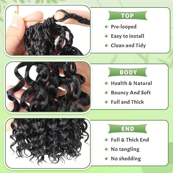 Gogo Curl Crochet Hair 8 Packs Ocean Wave Crochet Hair Pre Looped Deep Twist Goddess Box Braids Curly Water Wave Synthetic Braiding Hair For Black Women (#1B, 10 Inch (Pack of 8)) - Image 5