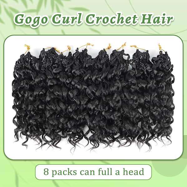 Gogo Curl Crochet Hair 8 Packs Ocean Wave Crochet Hair Pre Looped Deep Twist Goddess Box Braids Curly Water Wave Synthetic Braiding Hair For Black Women (#1B, 10 Inch (Pack of 8)) - Image 6