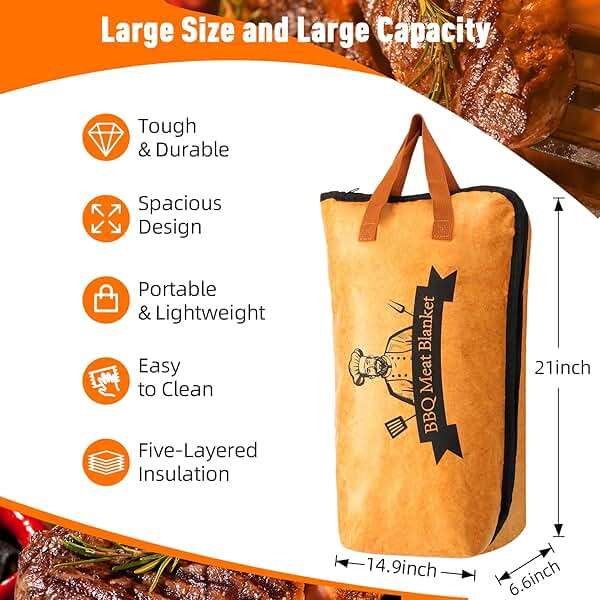 BBQ Blanket for Resting Meat-Air Fryer/Dough/Kitchen/Smoker Accessories Party Picnic Camping-Insulated Bag for Brisket/Pork Shoulder/Turkey-Anniversary Birthday Gift for Men (21in) - Image 2