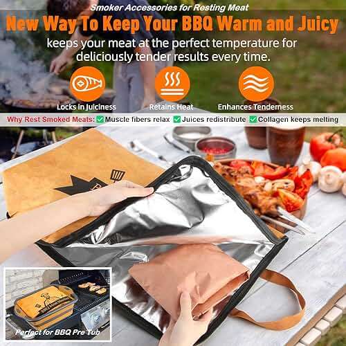 BBQ Blanket for Resting Meat-Air Fryer/Dough/Kitchen/Smoker Accessories Party Picnic Camping-Insulated Bag for Brisket/Pork Shoulder/Turkey-Anniversary Birthday Gift for Men (21in) - Image 3