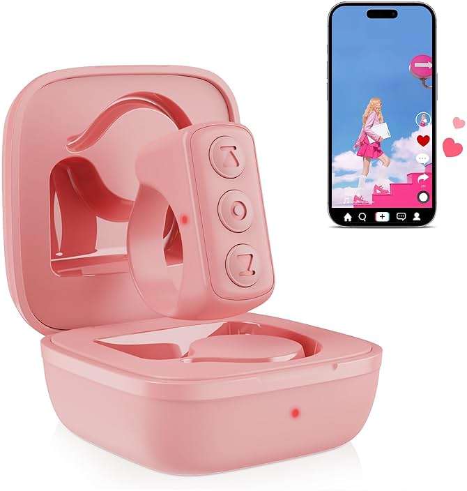 GUVOHUT TikTok Remote Control for TikTok, TikTok Scrolling Ring, Bluetooth Page Turner for iPad/Kindle App/iPhone/Android (Pink) - Image 1