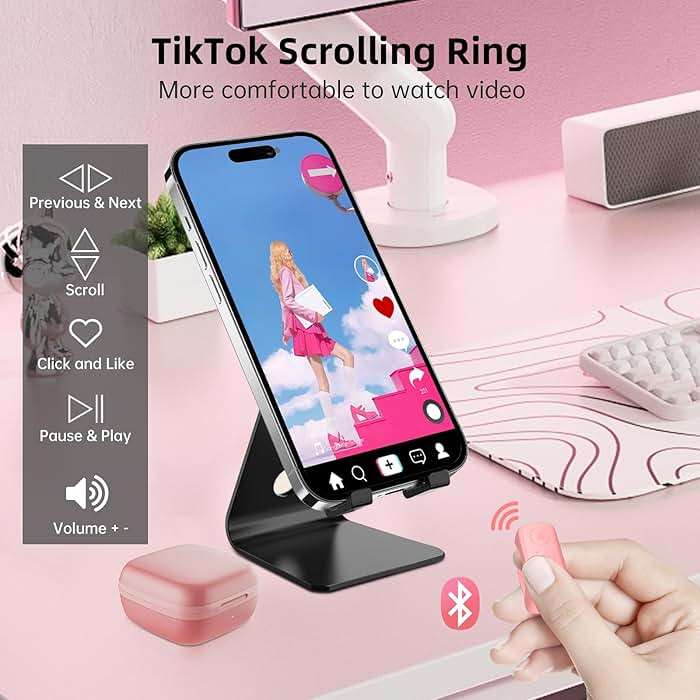 GUVOHUT TikTok Remote Control for TikTok, TikTok Scrolling Ring, Bluetooth Page Turner for iPad/Kindle App/iPhone/Android (Pink) - Image 3
