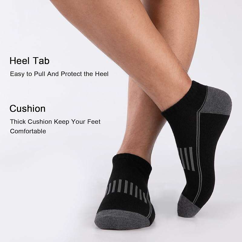 eallco 12 Pairs Mens Ankle Socks Athletic Running Low Cut Breathable Cushioned Comfort Casual Socks - Image 3