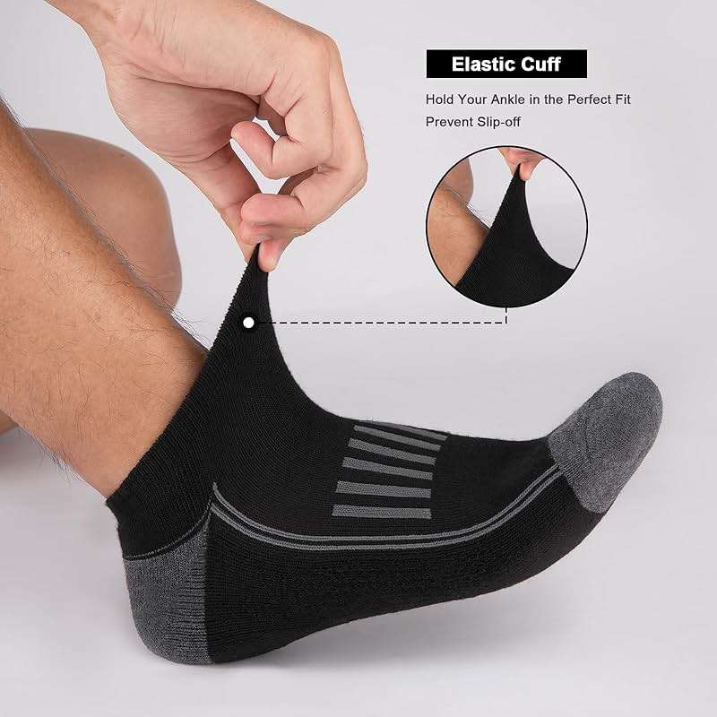 eallco 12 Pairs Mens Ankle Socks Athletic Running Low Cut Breathable Cushioned Comfort Casual Socks - Image 5