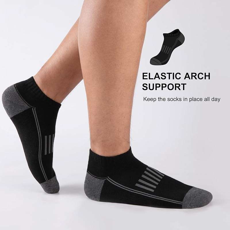eallco 12 Pairs Mens Ankle Socks Athletic Running Low Cut Breathable Cushioned Comfort Casual Socks - Image 6