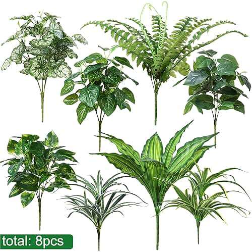 Starttag Artificial Greenery Plants Fake Plastic Leaves with Stems UV Resistant Large Bunches Outside Faux Plants Bushes for Outdoor Patio Garden Front Porch Yard Decor (Green) - Image 3