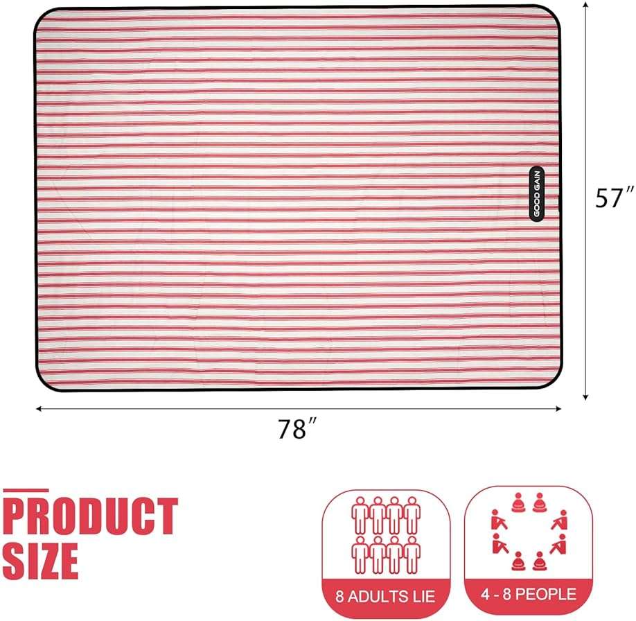 G GOOD GAIN Picnic Blankets Waterproof - Extra Large Outdoor Blanket Sand Free Foldable with Carry Strap for Beach, Camping, Park Grass, Hiking, Travel, Concerts, Indoor(Apple) - Image 3