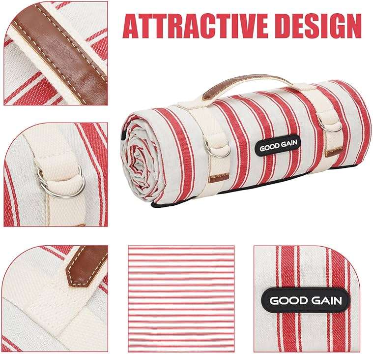 G GOOD GAIN Picnic Blankets Waterproof - Extra Large Outdoor Blanket Sand Free Foldable with Carry Strap for Beach, Camping, Park Grass, Hiking, Travel, Concerts, Indoor(Apple) - Image 5