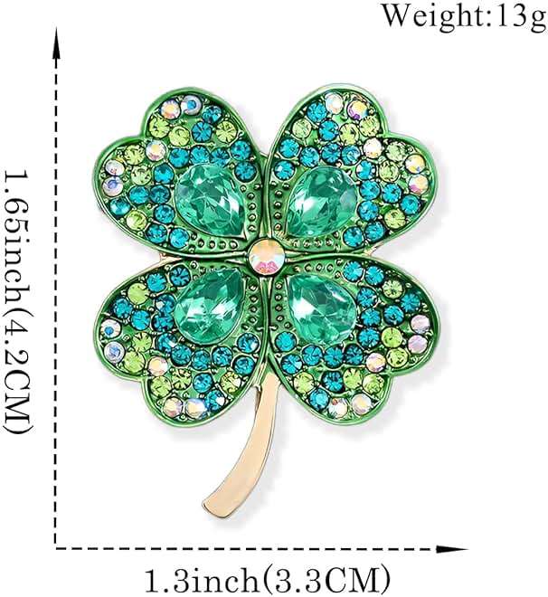 XGALBLA Rhinestone Shamrock Four Leaf Crystal Clover Brooch Pin for Women - Image 2