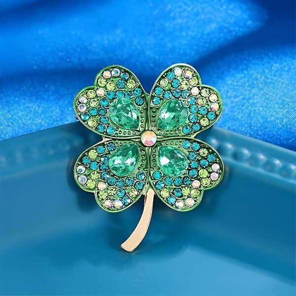 XGALBLA Rhinestone Shamrock Four Leaf Crystal Clover Brooch Pin for Women - Image 3