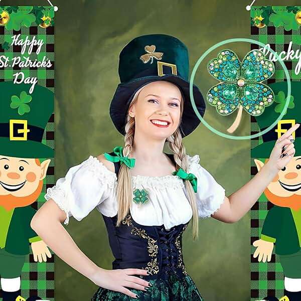 XGALBLA Rhinestone Shamrock Four Leaf Crystal Clover Brooch Pin for Women - Image 4