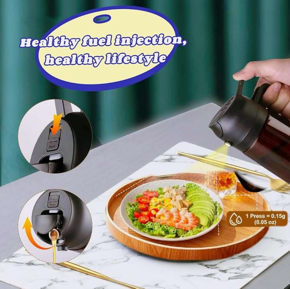 Zwzjheng 2 In1 Olive Oil Edible oil Dispenser for Kitchen, 16oz Oil Sprayer Bottle for Cooking, Glass Oil BottleSpray and Pour，Food-Grade Mister for Air Fryer, Salad,Baking，BBQ, Upgraded Light Blockin - Image 3