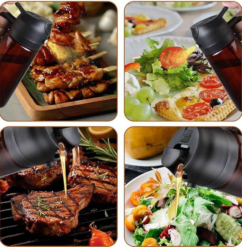 Zwzjheng 2 In1 Olive Oil Edible oil Dispenser for Kitchen, 16oz Oil Sprayer Bottle for Cooking, Glass Oil BottleSpray and Pour，Food-Grade Mister for Air Fryer, Salad,Baking，BBQ, Upgraded Light Blockin - Image 5