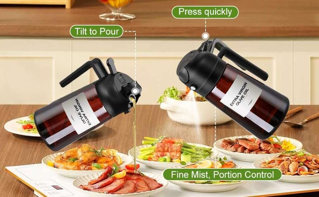 Zwzjheng 2 In1 Olive Oil Edible oil Dispenser for Kitchen, 16oz Oil Sprayer Bottle for Cooking, Glass Oil BottleSpray and Pour，Food-Grade Mister for Air Fryer, Salad,Baking，BBQ, Upgraded Light Blockin - Image 7