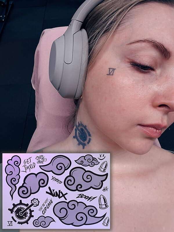 Arcane Tattoo - Jinx & Vi Temporary Tattoo Cosplay | Arcane League of Legends Merch Tattoo | Game Character LOL Temporary Tattoo - Image 5